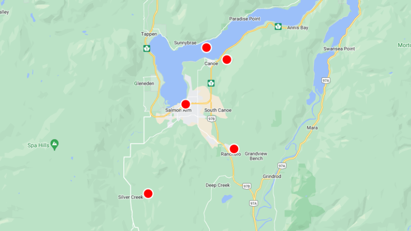 Update Power Restored To Salmon Arm Area B100 