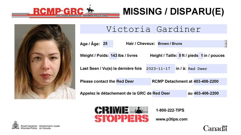 Missing: Victoria Gardiner, 25, of Red Deer