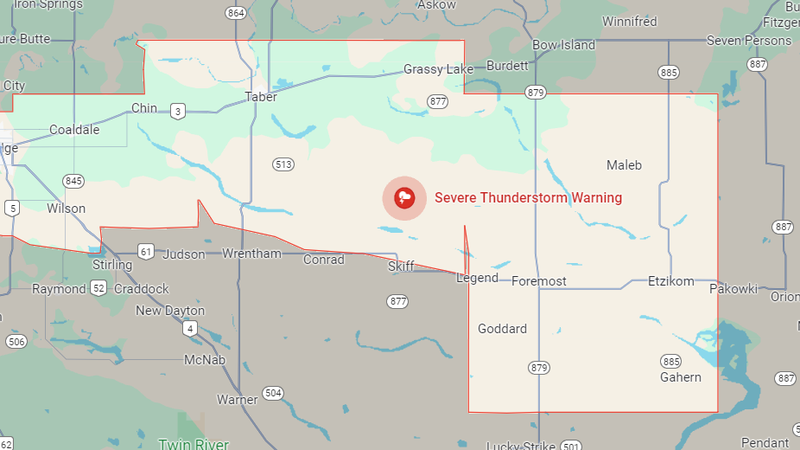 Severe Thunderstorm Warnings Issued Across Southern Alberta
