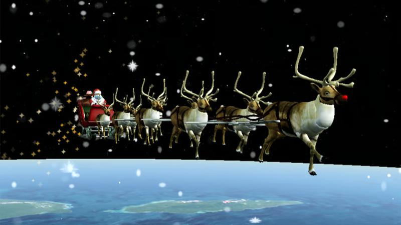 Radar & satellite technology tracking Santa on his annual trip